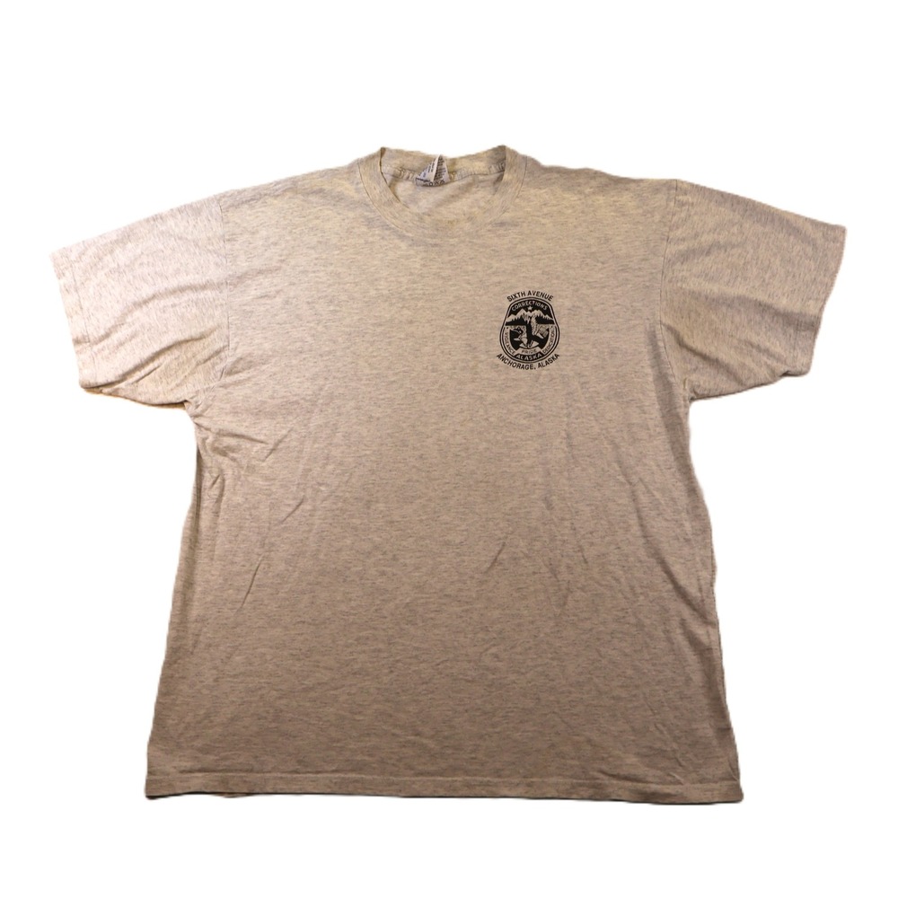 Gildan Mens XL T-Shirt Gray‎ Sixth Avenue Jail Anchorage Alaska Bed-n-Breakfast